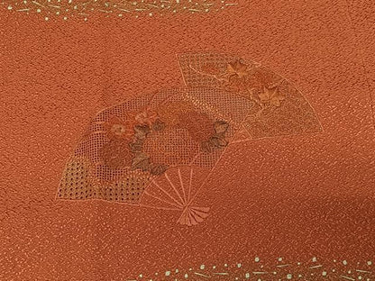平和屋着物＃中国三大刺繍　スワトウ刺繍　道行コート　扇面花文　正絹　逸品　未使用　CABB5497ua