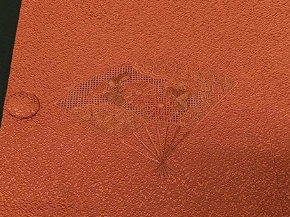平和屋着物＃中国三大刺繍 スワトウ刺繍 道行コート 扇面花文 金彩 ロング丈 正絹 逸品 CABB5498ua