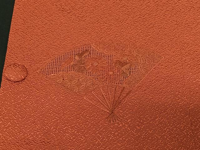 平和屋着物＃中国三大刺繍 スワトウ刺繍 道行コート 扇面花文 金彩 ロング丈 正絹 逸品 CABB5498ua