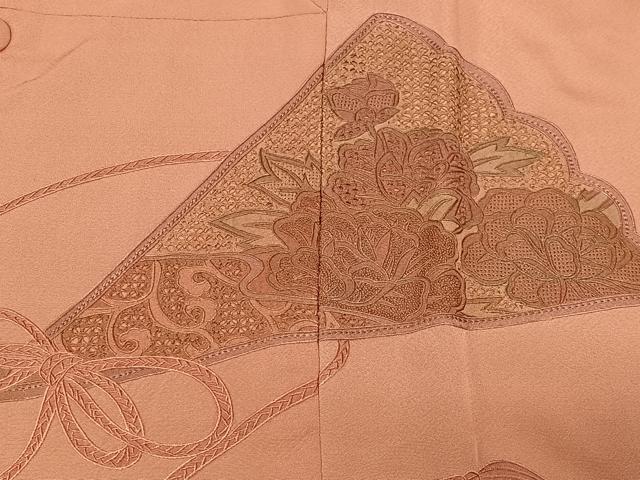 平和屋着物＃中国三大刺繍 スワトウ刺繍 道行コート 扇面花鳥文 正絹 逸品 未使用 CABB5500ua