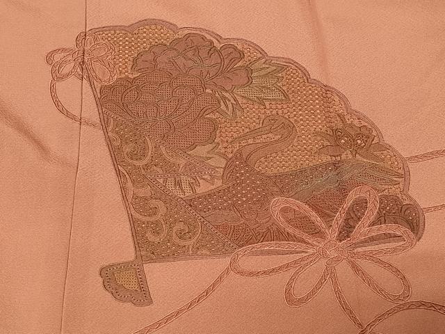 平和屋着物＃中国三大刺繍 スワトウ刺繍 道行コート 扇面花鳥文 正絹 逸品 未使用 CABB5500ua