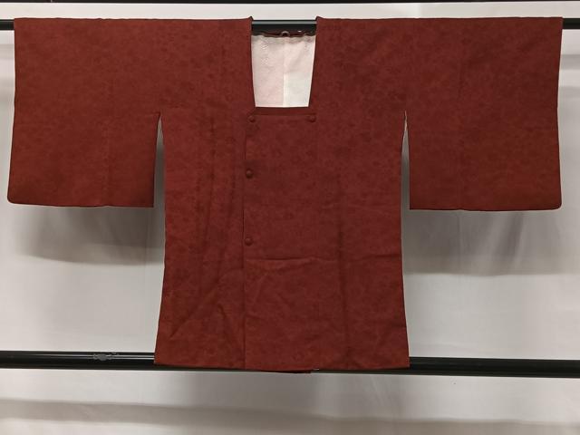 平和屋着物＃道行コート 草花地紋 蘇芳色 正絹 逸品 CABB5525ua