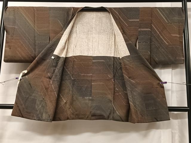 平和屋着物＃道行コート　幾何学文　暈し染め　正絹　逸品　CABB5559ua