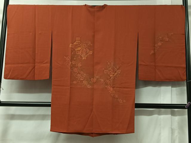 平和屋着物＃道中着 お召地 単衣 更紗花文 正絹 逸品 CABB5591ua
