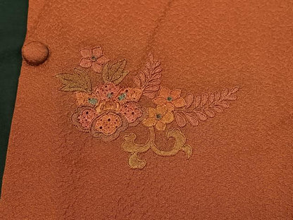 平和屋着物＃道中着 お召地 単衣 更紗花文 正絹 逸品 CABB5591ua