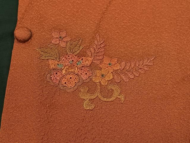 平和屋着物＃道中着 お召地 単衣 更紗花文 正絹 逸品 CABB5591ua