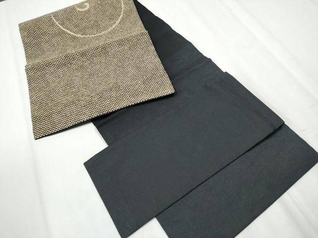 平和屋着物●つけ帯　唐織　唐草文　黒地　金糸　正絹　逸品　CABB5610hy