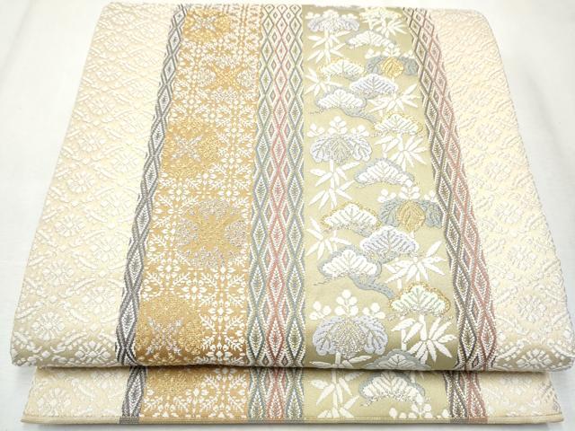 平和屋着物●六通柄袋帯　唐織　御倉唐組　舞葉間道　金銀糸　正絹　逸品　CABB5611hy 平和屋着物○六通柄袋帯 唐織 御倉唐組 舞葉間道