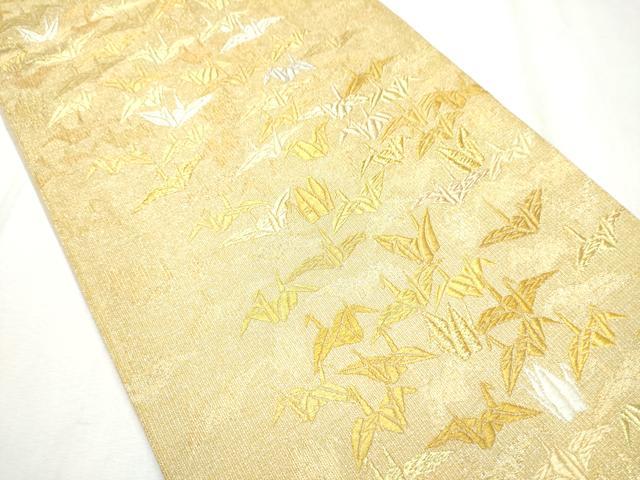 平和屋着物●六通柄袋帯　作家物　奉祝織　百金綴れ　千羽鶴　冊子付き　正絹　逸品　CABB5617hy 平和屋着物○六通柄袋帯 作家物 奉祝織 百金綴れ 千羽鶴