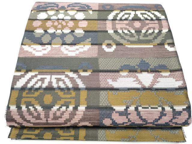 平和屋着物○両面 六通柄袋帯 遠州七宝 正絹 逸品 CABB5618hy