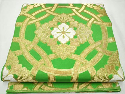 平和屋着物●西陣　川島織物　六通柄　本袋帯　吉祥花文　金糸　正絹　逸品　CABB5620hy