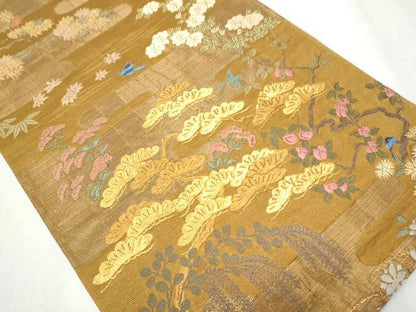 平和屋着物●ファッションデザイナー　HIROKO KOSHINO　コシノヒロコ　六通柄袋帯　唐織　花鳥文　正絹　逸品　CABB5622hy