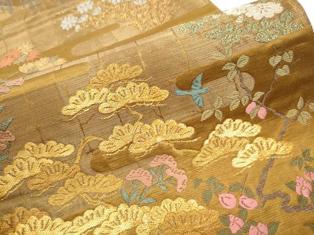 平和屋着物●ファッションデザイナー　HIROKO KOSHINO　コシノヒロコ　六通柄袋帯　唐織　花鳥文　正絹　逸品　CABB5622hy