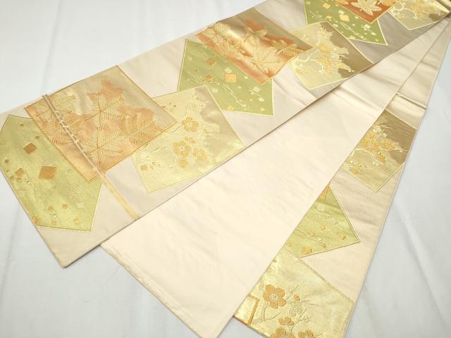 平和屋着物○西陣 川島織物 六通柄 本袋帯 色紙重ね草花文