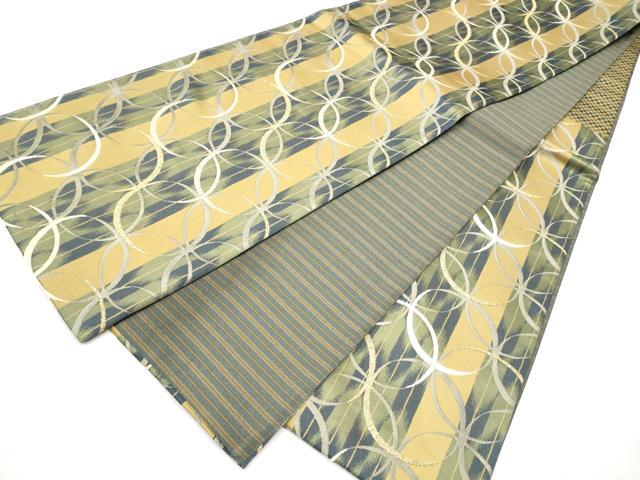 平和屋着物○両面 六通柄袋帯 モール 七宝文 金糸 正絹 逸品 未