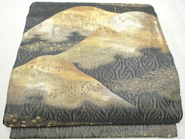 平和屋着物▽染色作家 草野一騎 スリーシーズン 春夏秋 六通柄袋帯 櫛織 遠山文 金糸 正絹 逸品 CABB5639hy