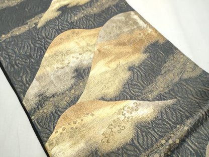 平和屋着物▽染色作家 草野一騎 スリーシーズン 春夏秋 六通柄袋帯 櫛織 遠山文 金糸 正絹 逸品 CABB5639hy