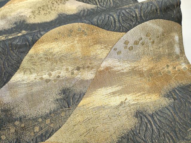 平和屋着物▽染色作家 草野一騎 スリーシーズン 春夏秋 六通柄袋帯 櫛織 遠山文 金糸 正絹 逸品 CABB5639hy