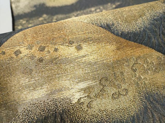 平和屋着物▽染色作家 草野一騎 スリーシーズン 春夏秋 六通柄袋帯 櫛織 遠山文 金糸 正絹 逸品 CABB5639hy