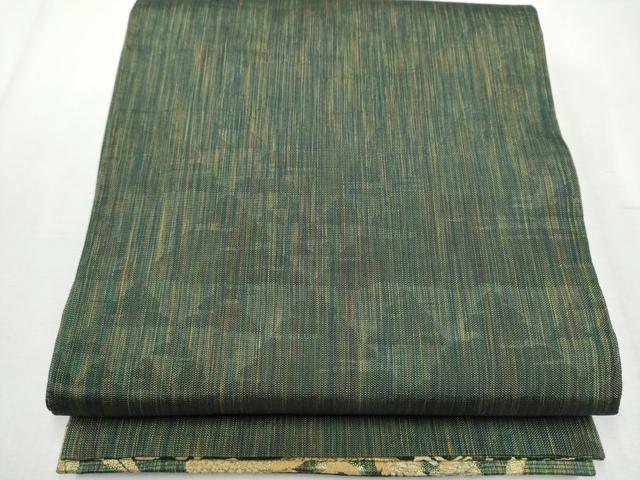 平和屋着物●両面　六通柄袋帯　色紙重ね草花文　金糸　正絹　逸品　CABB5643hy