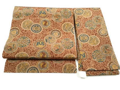 平和屋着物●つけ帯 型染め 動物丸文 鬼しぼ縮緬 正絹 逸品 CABB5660hy