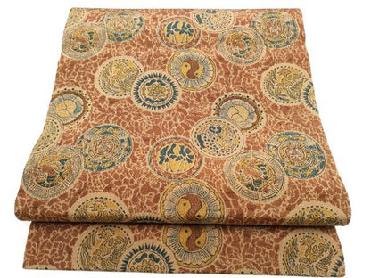 平和屋着物●つけ帯 型染め 動物丸文 鬼しぼ縮緬 正絹 逸品 CABB5660hy