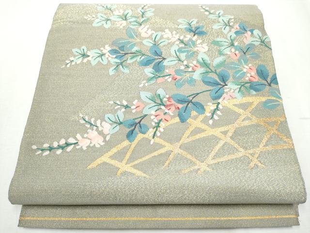 a666 正絹 明綴れ　刺繍　鶴　お太鼓柄袋帯 金糸 着物 a666 正絹 明綴れ 刺繍 鶴 お太鼓柄袋帯 金糸 着物 a666 正絹 明綴れ 刺繍