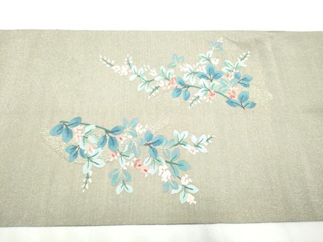 a666 正絹 明綴れ　刺繍　鶴　お太鼓柄袋帯 金糸 着物 a666 正絹 明綴れ 刺繍 鶴 お太鼓柄袋帯 金糸 着物 a666 正絹 明綴れ 刺繍