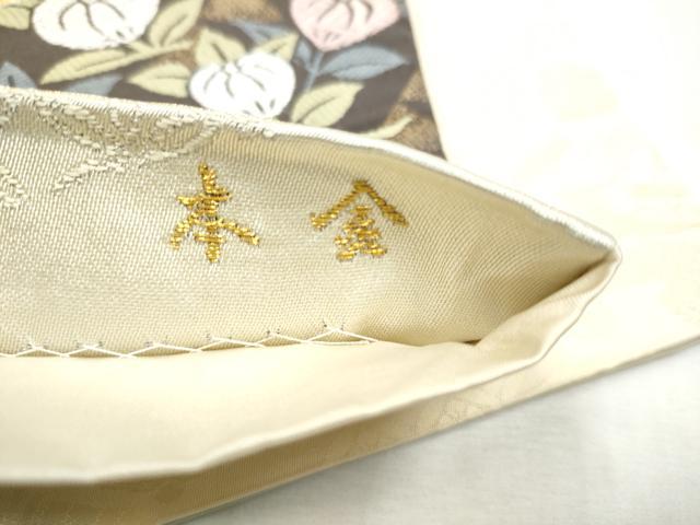 平和屋着物●全通全景柄袋帯　唐織　切嵌草花文　名物裂　本金　正絹　逸品　CABB5673hy