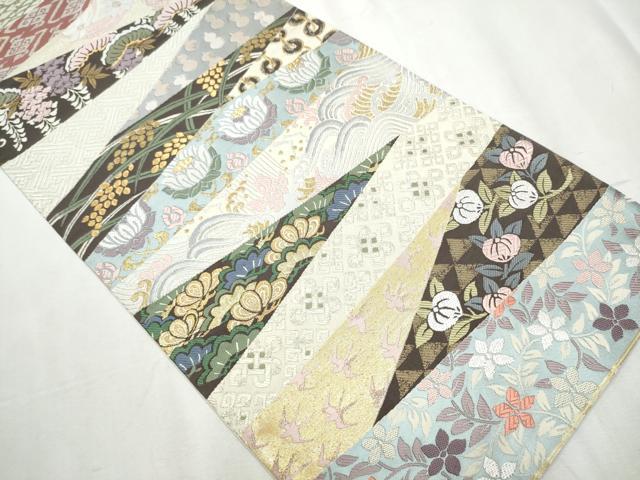 平和屋着物●全通全景柄袋帯　唐織　切嵌草花文　名物裂　本金　正絹　逸品　CABB5673hy