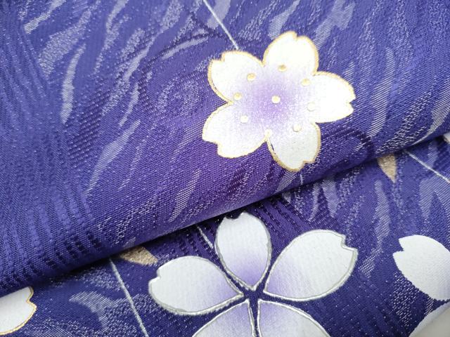 平和屋着物●両面　全通柄袋帯　枝垂れ桜文　銀通し地　正絹　逸品　CABB5704hy 平和屋着物○両面 全通柄袋帯 枝垂れ桜文 銀通し地 正絹 逸品