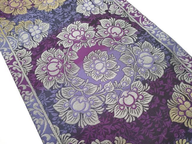 平和屋着物○両面 全通柄袋帯 枝垂れ桜文 銀通し地 正絹 逸品