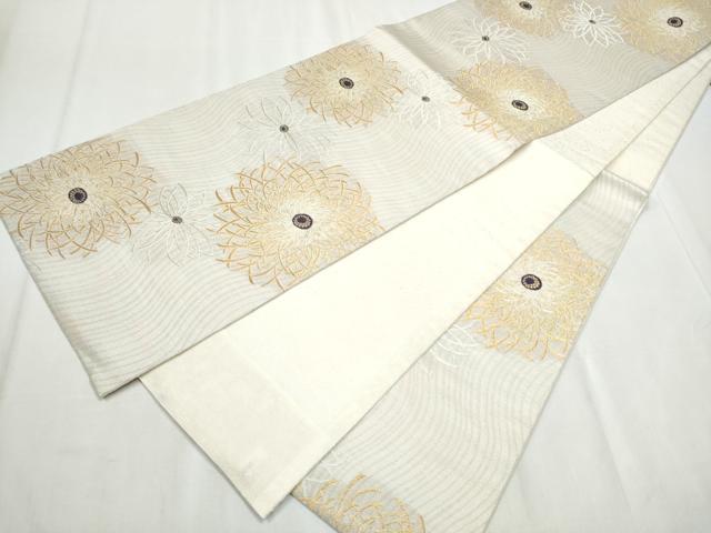平和屋着物▽世界的友禅作家　千地泰弘　スリーシーズン　春夏秋　六通柄袋帯　舞花文　金銀糸　正絹　逸品　CABB5706hy
