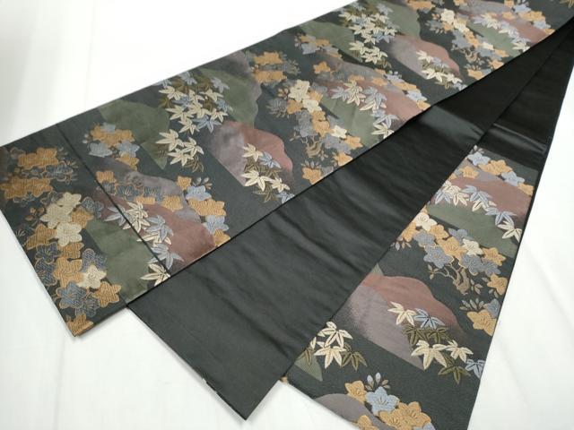 専用帯3512 ●服部織物 青々庵 高級 正絹 六通 袋帯 平和屋着物○青々庵 六通柄袋帯 唐織 草花文 金糸 正絹 逸品