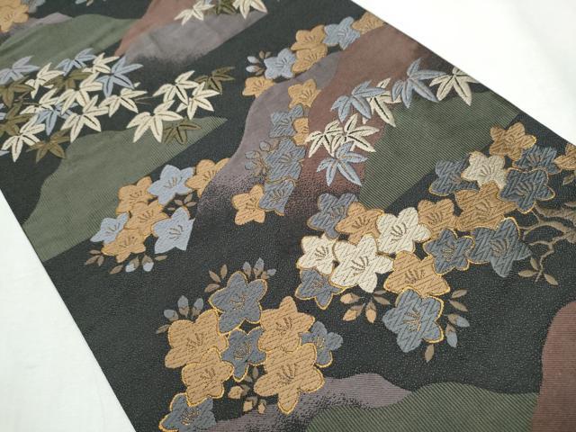 平和屋着物○青々庵 六通柄袋帯 唐織 草花文 金糸 正絹 逸品