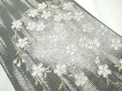 平和屋着物▽スリーシーズン 春夏秋 太鼓柄袋帯 枝垂れ桜文 金銀糸 正絹 逸品 CABB5714hy