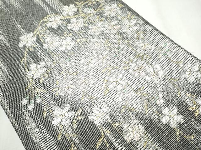 平和屋着物▽スリーシーズン 春夏秋 太鼓柄袋帯 枝垂れ桜文 金銀糸 正絹 逸品 CABB5714hy