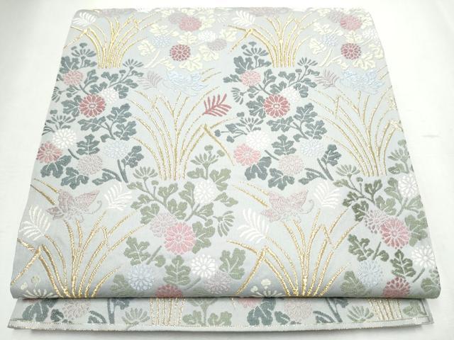 平和屋着物●六通柄袋帯　唐織　草花文　金糸　正絹　逸品　CABG6115hy