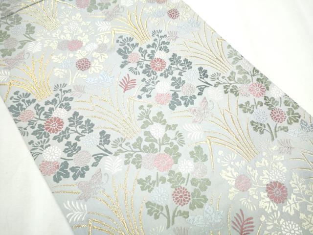 平和屋着物●六通柄袋帯　唐織　草花文　金糸　正絹　逸品　CABG6115hy