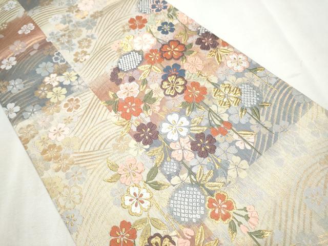 平和屋着物○両面 六通柄袋帯 唐織 桜吹雪 金糸 鈴乃屋扱い 正絹