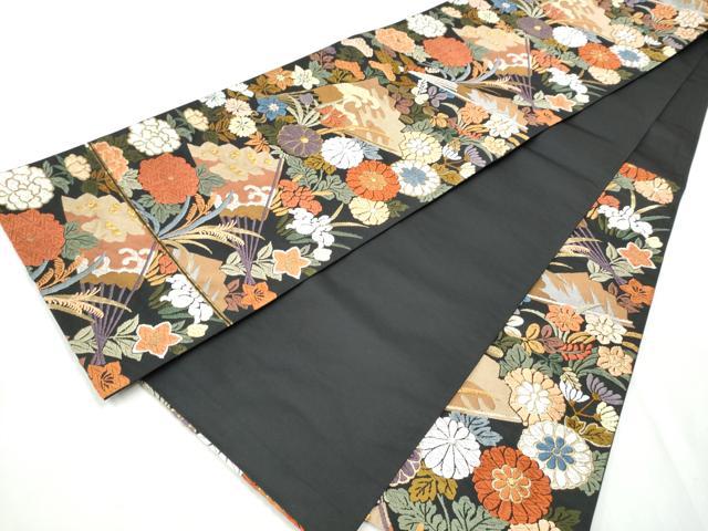 逸品 唐織 能衣唐草文 正絹六通柄袋帯 古典柄 花菱蔓唐花 金糸 訪問着 帯締付 楽天市場】平和屋着物◎六通柄袋帯 唐織 舞蝶花唐草文 黒地 金銀糸