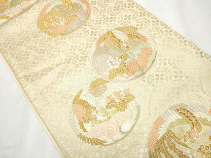 平和屋着物●西陣の名門 本家加納 六通柄袋帯 唐織 鳳凰花毬文 金糸 正絹 逸品 CABB5734hy