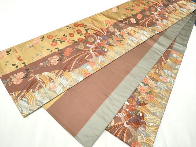平和屋着物●六通柄袋帯　唐織　彩花鳳凰文　金糸　正絹　逸品　CABB5735hy
