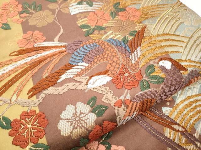 平和屋着物●六通柄袋帯　唐織　彩花鳳凰文　金糸　正絹　逸品　CABB5735hy