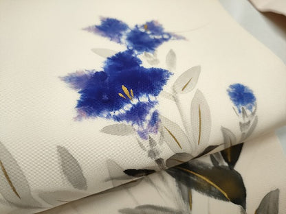 平和屋着物●塩瀬　九寸名古屋帯　作家物　枝花文　金彩　正絹　逸品　CABB5737hy
