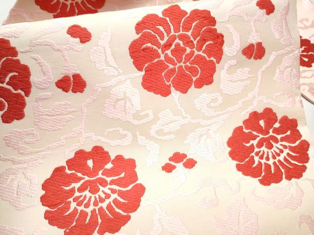 平和屋着物●俵屋　人間国宝　喜多川平朗  有職織物　九寸名古屋帯　唐織　花唐草文　正絹　逸品　CABB5743hy