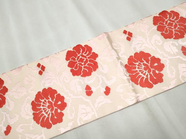 平和屋着物●俵屋　人間国宝　喜多川平朗  有職織物　九寸名古屋帯　唐織　花唐草文　正絹　逸品　CABB5743hy