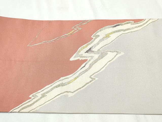 平和屋着物●爪掻き本綴れ　八寸名古屋帯　流線文　金銀糸　正絹　逸品　CABB5744hy
