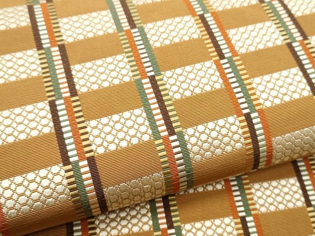 平和屋着物●伝統工芸士 山北光雄 本場筑前博多織 八寸名古屋帯 草木染 段織変風通 正絹 逸品 CABB5745hy
