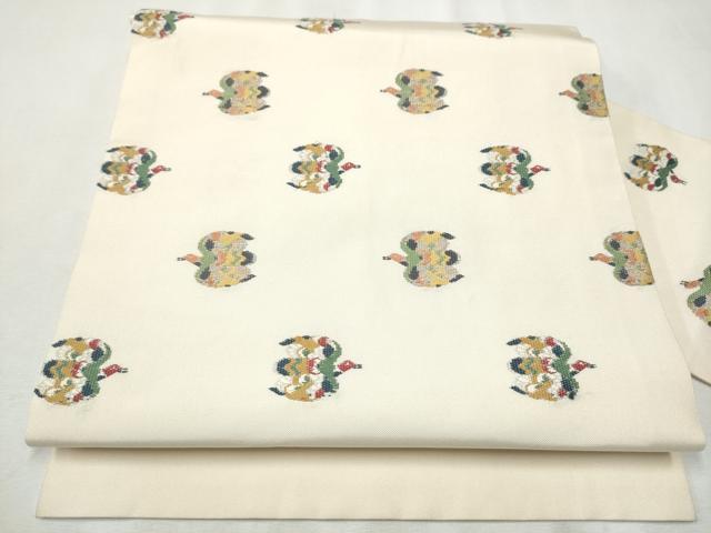 平和屋着物●九寸名古屋帯　飛鳥文　金糸　正絹　逸品　CABB5746hy